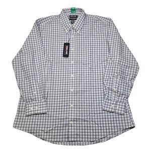 Kirkland Signature Pima Cotton Dress Shirt Mens‎ XL 17 32/33 Check Non-Iron NEW